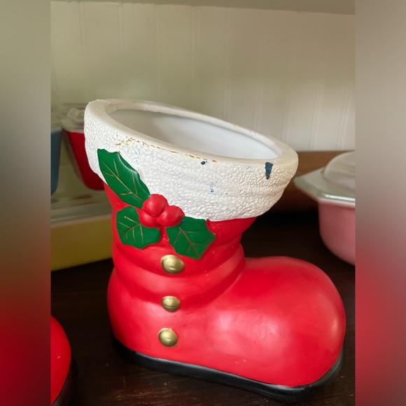 Vintage Kitschy Christmas Santa Boot Planter Set❤️🎄🌿 - Picture 4 of 15